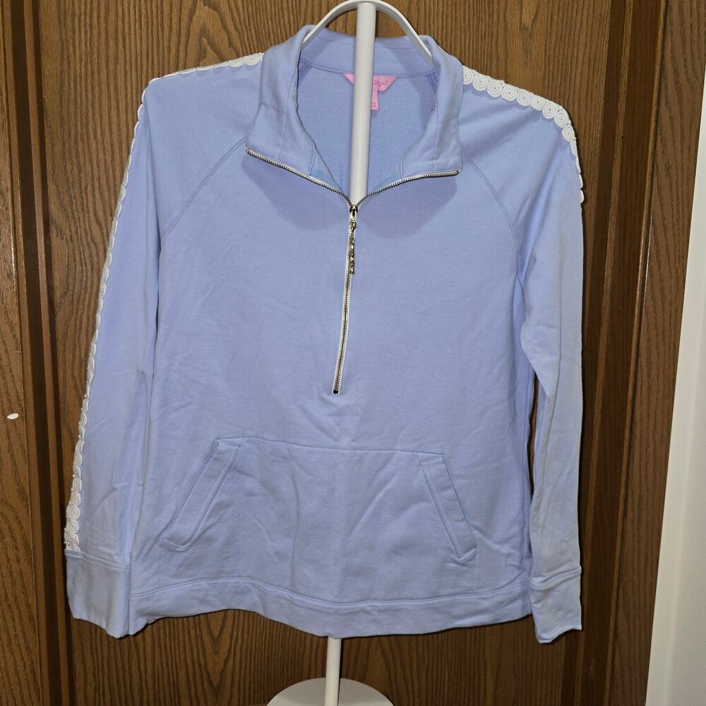 Lilly Pulitzer Periwinkle Blue Circle Lace Skipper Popover Half Zip - Size M